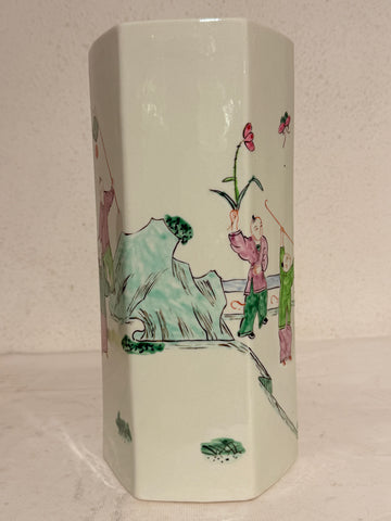 Ældre kinesisk hexagonal hatstand vase, fra slut 1800/1900 tallet. Stemplet.