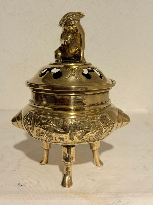 Antik Foo hund røgelseskar i messing. Kina. Fra 1800 tallet