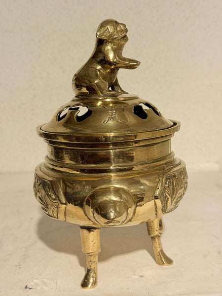 Antik Foo hund røgelseskar i messing. Kina. Fra 1800 tallet