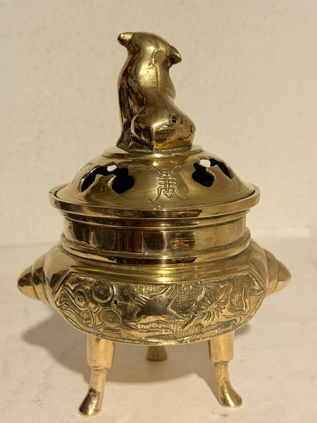 Antik Foo hund røgelseskar i messing. Kina. Fra 1800 tallet