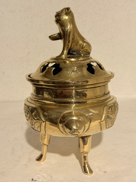Antik Foo hund røgelseskar i messing. Kina. Fra 1800 tallet