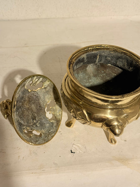Antik Foo hund røgelseskar i messing. Kina. Fra 1800 tallet