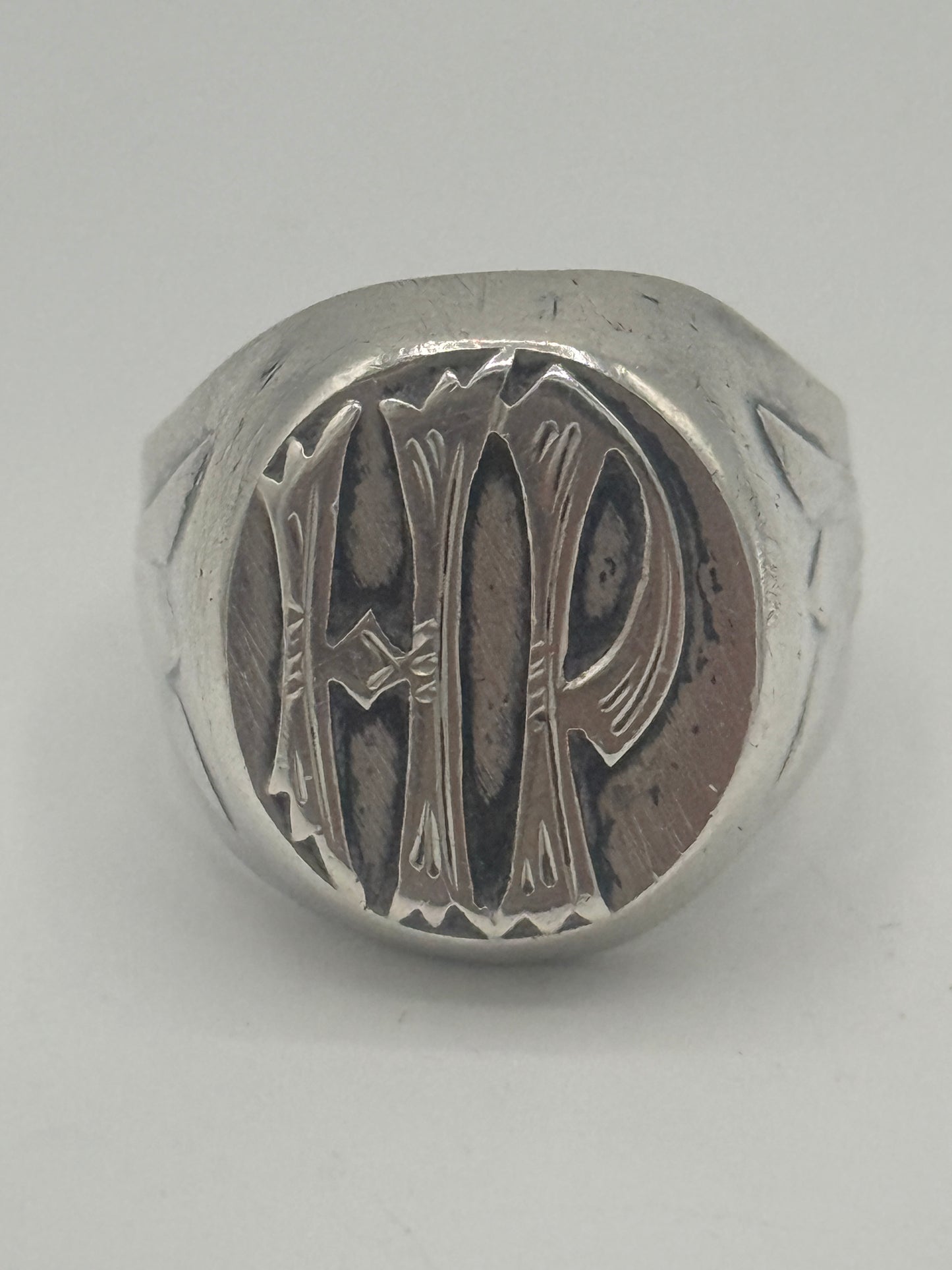 Vintage sterling sølv signet herre ring. Fra midt 1900 tallet