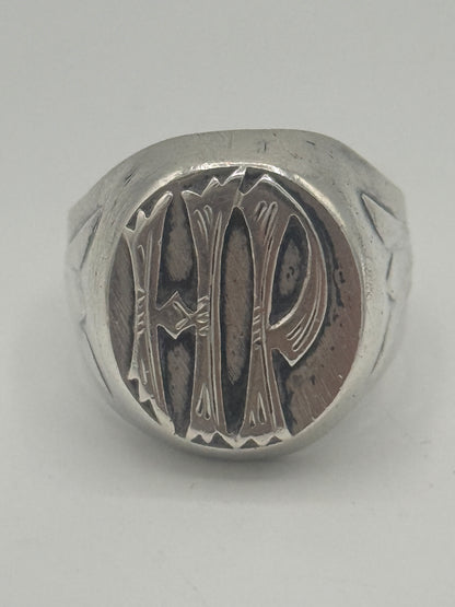Vintage sterling sølv signet herre ring. Fra midt 1900 tallet