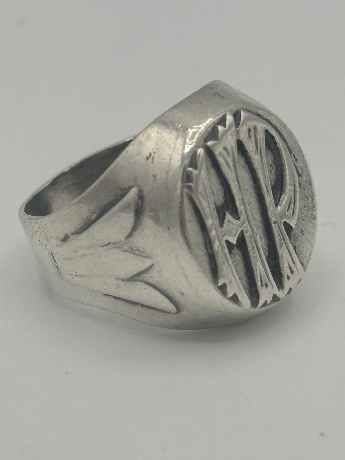 Vintage sterling sølv signet herre ring. Fra midt 1900 tallet