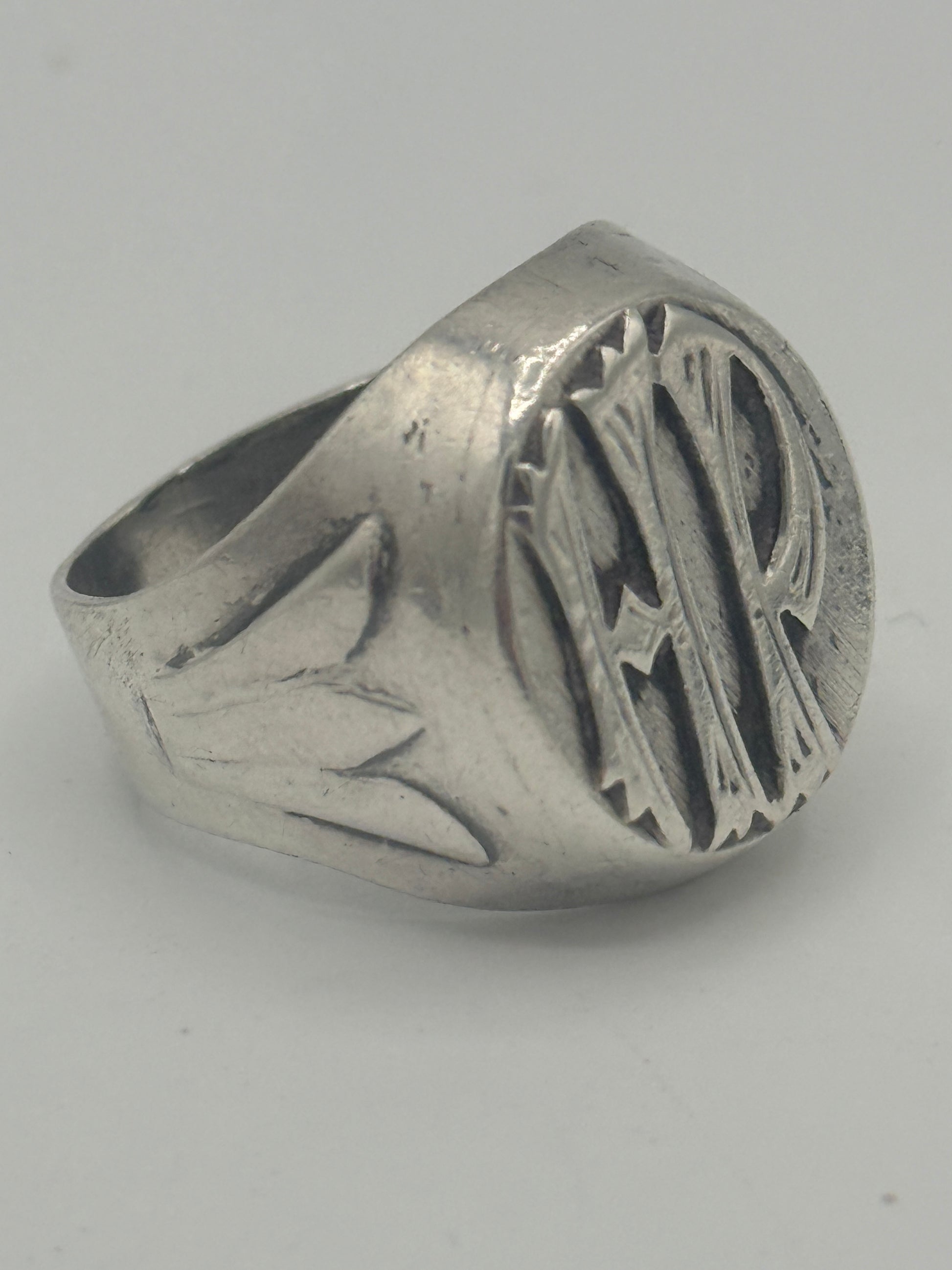 Vintage sterling sølv signet herre ring. Fra midt 1900 tallet