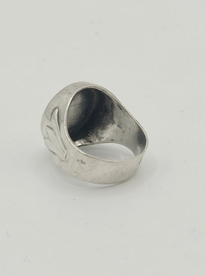 Vintage sterling sølv signet herre ring. Fra midt 1900 tallet