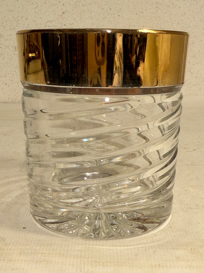 Vintage crystal whiskey glass with genuine gold trim