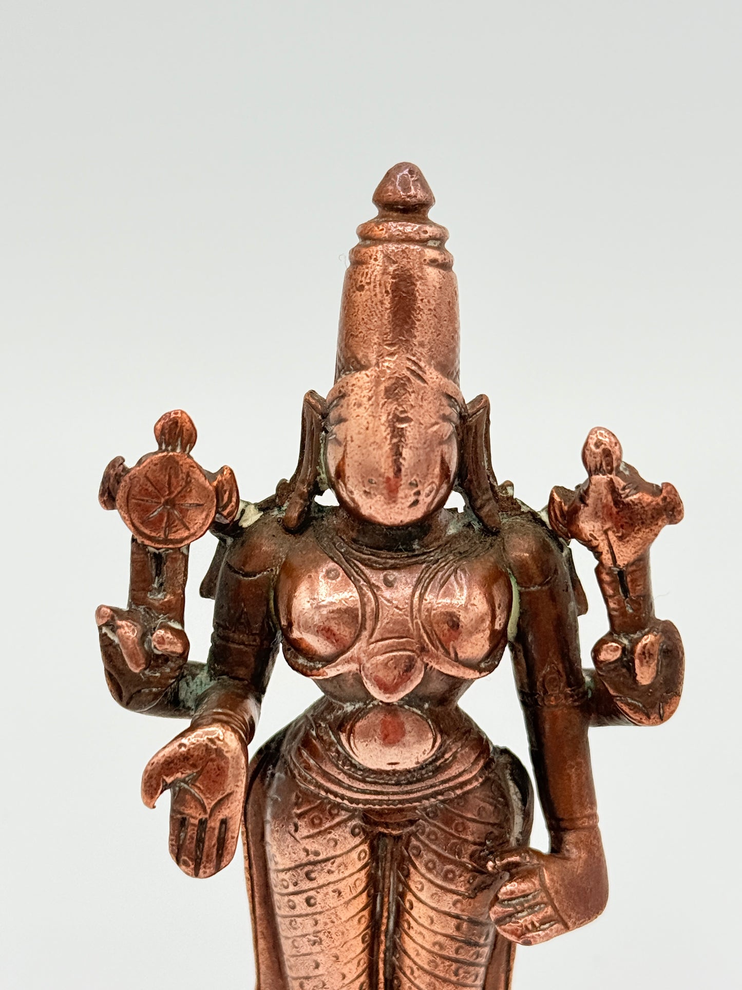 Antik Vishnu kobber statue. Indien. Fra 16.-18. Århundrede
