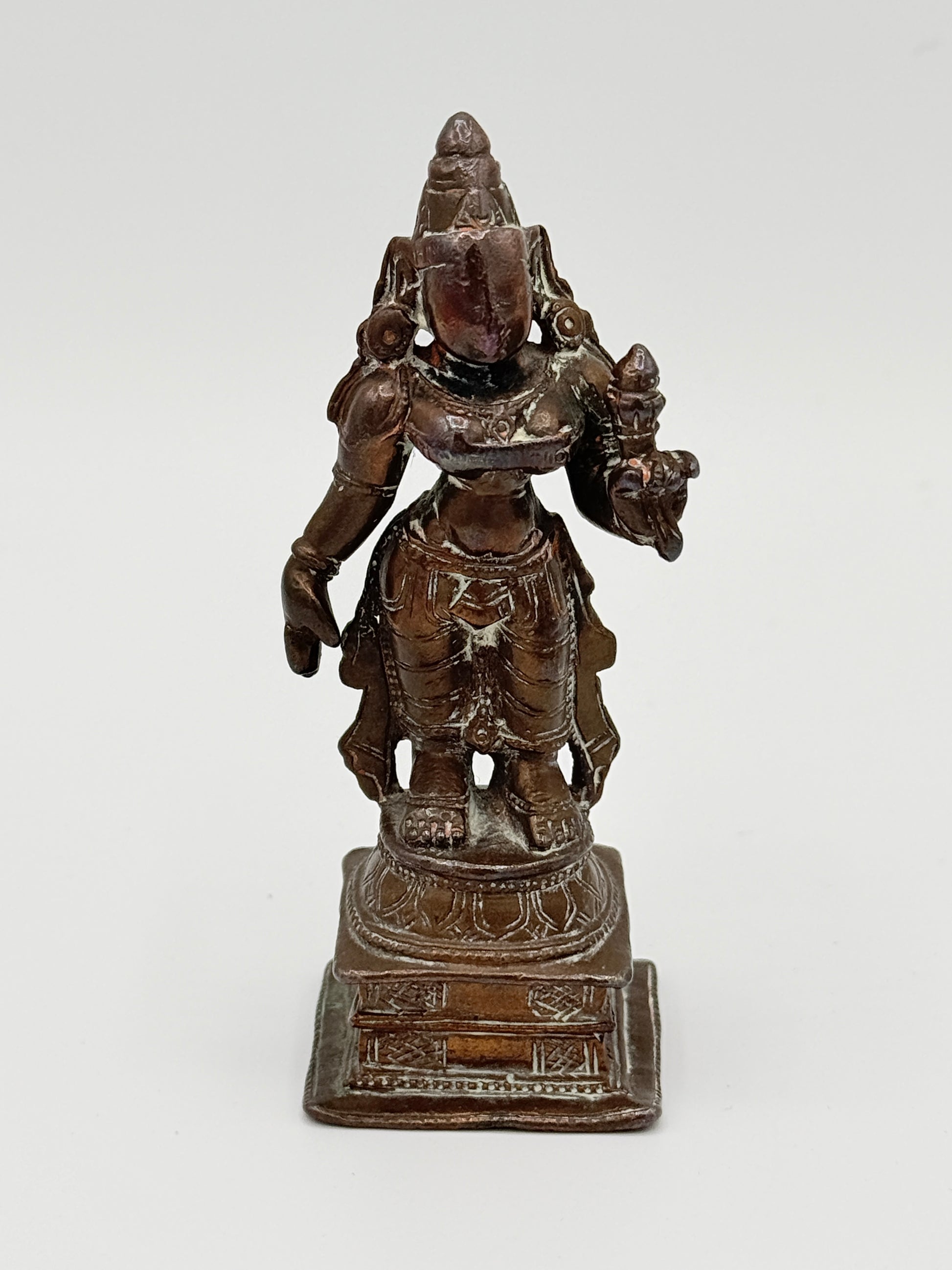 Antik Shri Lakshmi kobber statue. Indien. Fra 17.-19. Århundrede