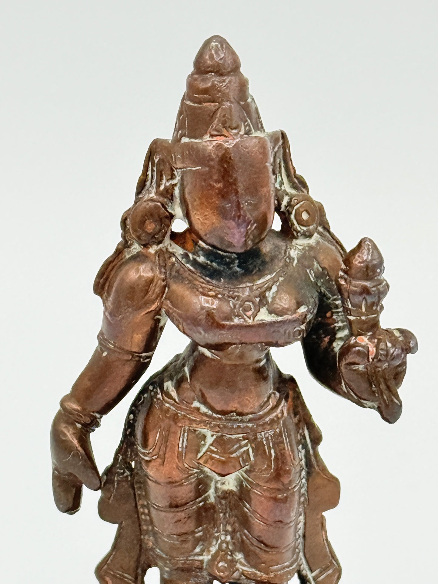 Antik Shri Lakshmi kobber statue. Indien. Fra 17.-19. Århundrede