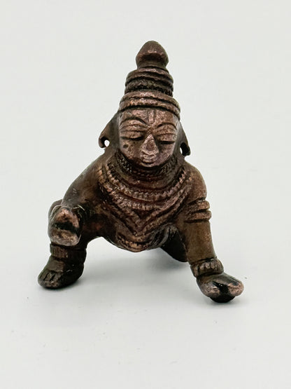 Antik Bala Krishna kobber statue. Indien. Fra 17.-19. Århundrede