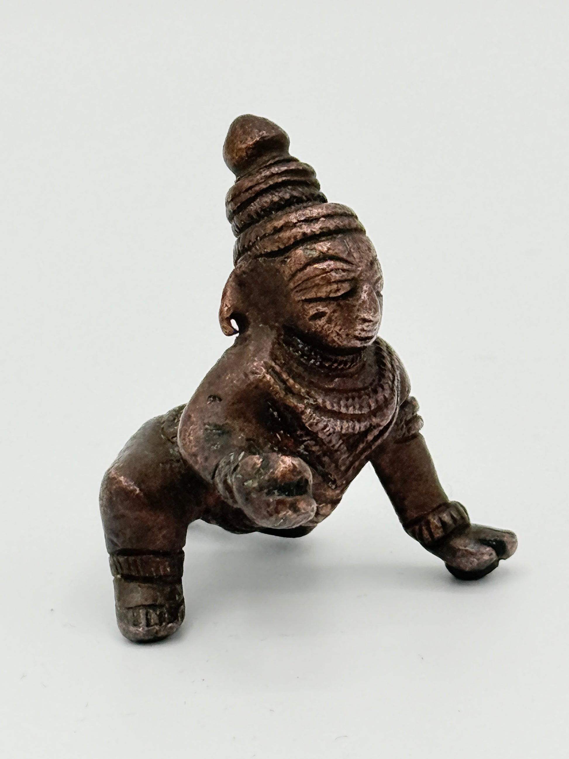 Antik Bala Krishna kobber statue. Indien. Fra 17.-19. Århundrede