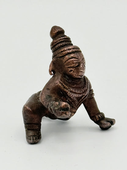 Antik Bala Krishna kobber statue. Indien. Fra 17.-19. Århundrede