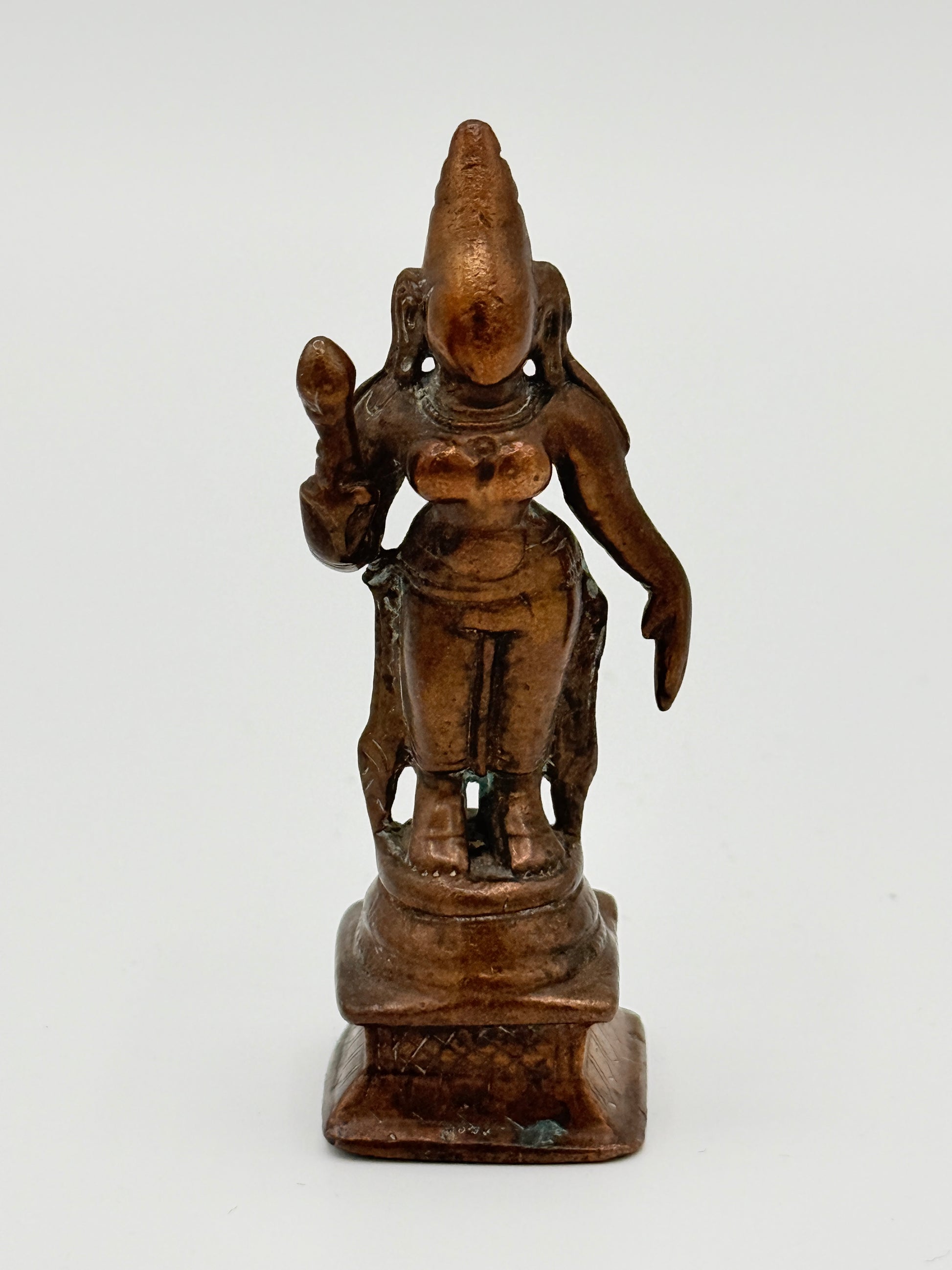 Antik Shri Lakshmi kobber statue. Indien. Fra 17.-18. Århundrede