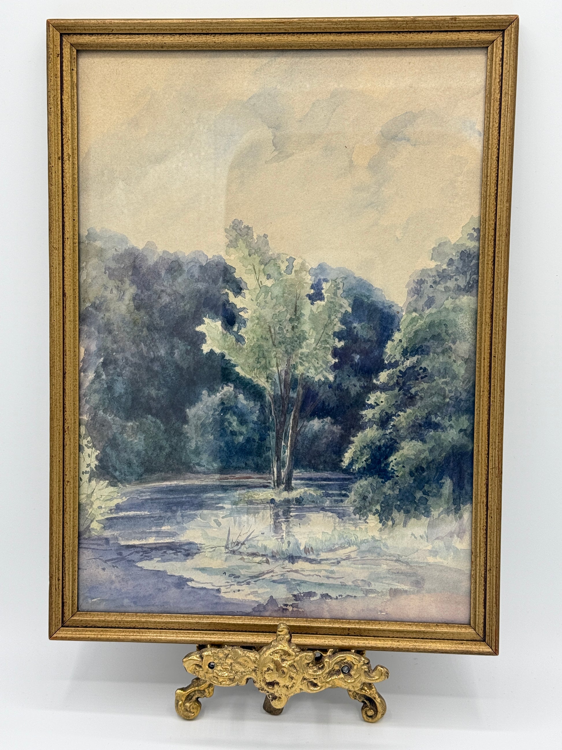 Knud Gamborg (f.1828-1900.) Impressionistisk akvarel af Bøllemosen ved Hillerød. Slut 19. Årh
