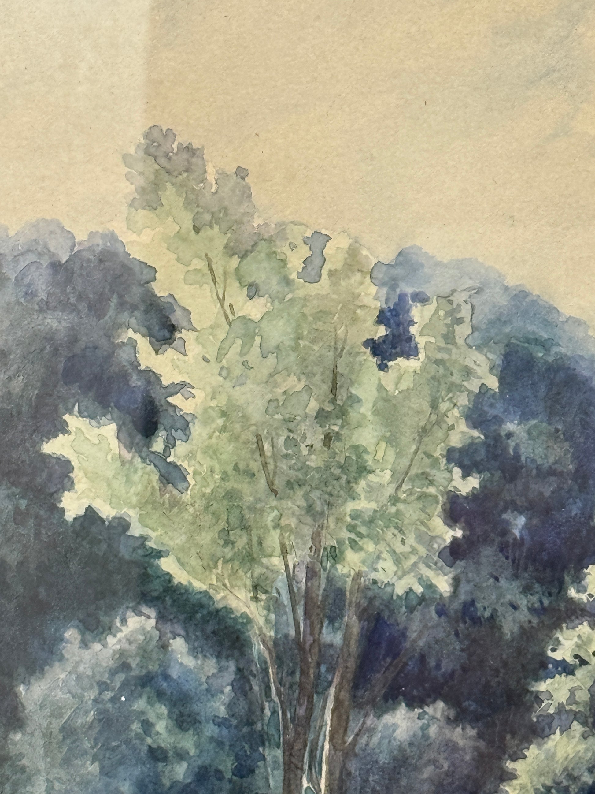 Knud Gamborg (f.1828-1900.) Impressionistisk akvarel af Bøllemosen ved Hillerød. Slut 19. Årh