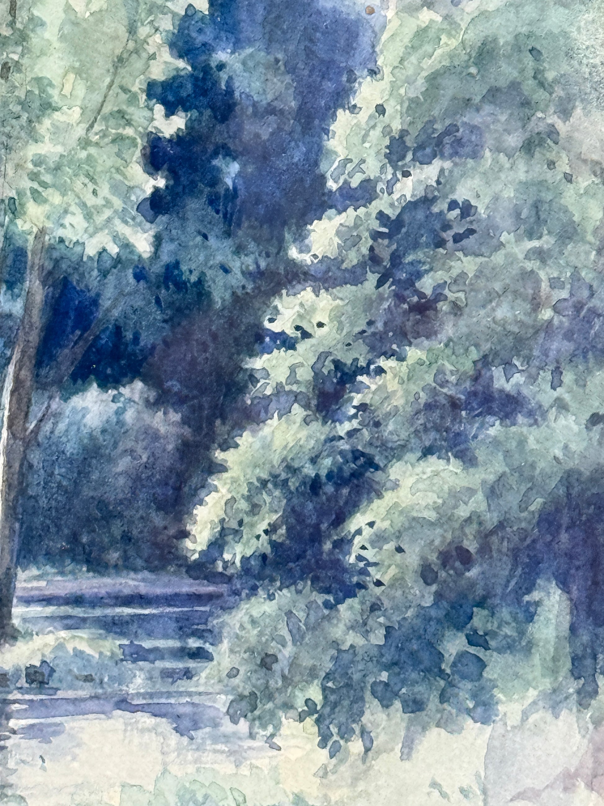 Knud Gamborg (f.1828-1900.) Impressionistisk akvarel af Bøllemosen ved Hillerød. Slut 19. Årh