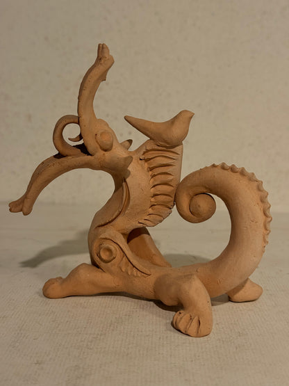 Vintage Dragon with Dove, fired clay, Uzbekistan, Tashkent.