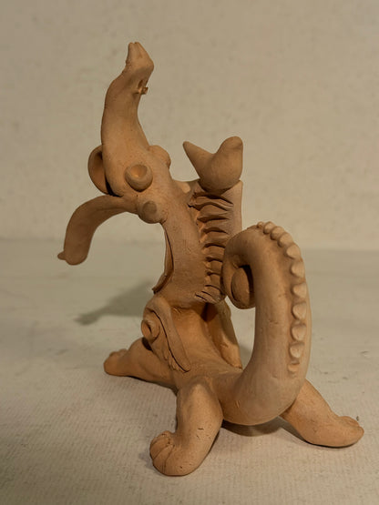 Vintage Dragon with Dove, fired clay, Uzbekistan, Tashkent.