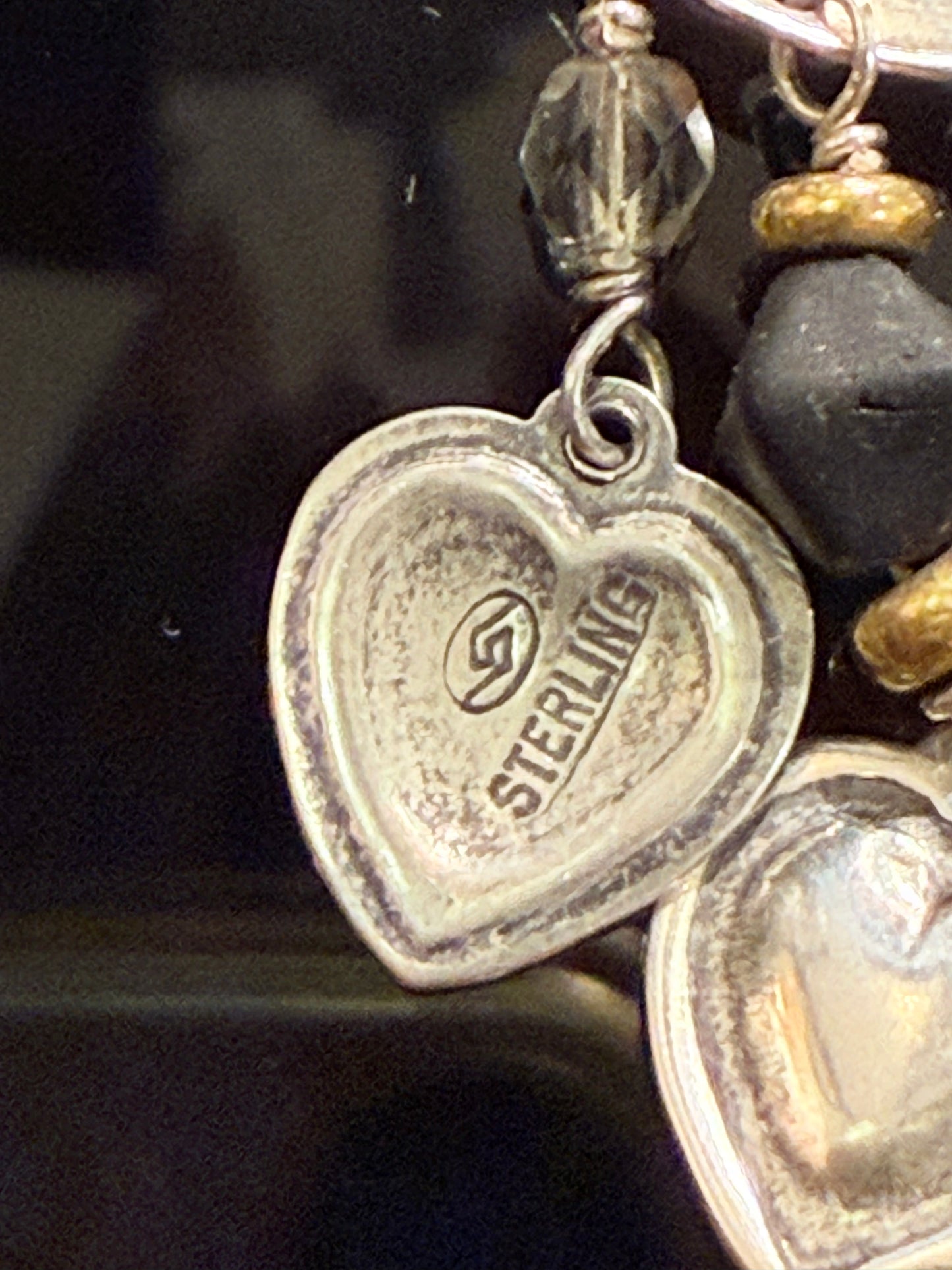 Vintage sterling silver heart earrings, USA. From the late 1900s.