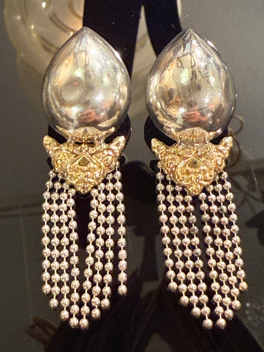 ✖️RESERVERET✖️Vintage sterlingsølv og 18K guld øreringe. Fra slut 1900tallet.