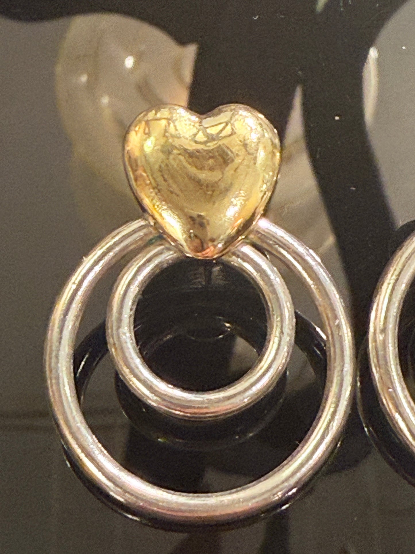 ✖️RESERVED✖️ Vintage sterling silver and 18K gold heart earrings. From the late 1900s.