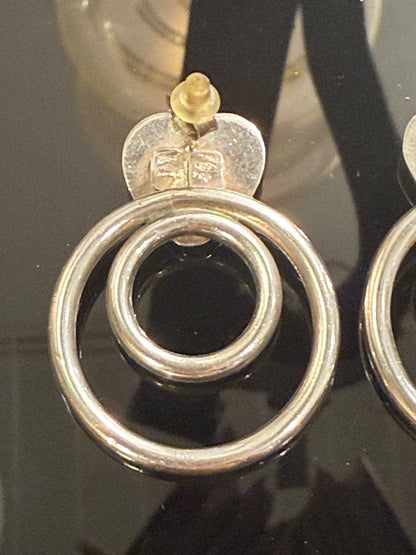 ✖️RESERVED✖️ Vintage sterling silver and 18K gold heart earrings. From the late 1900s.