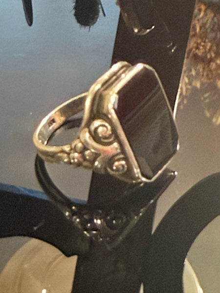 Antik Sølv herre signet ring med Onyx.