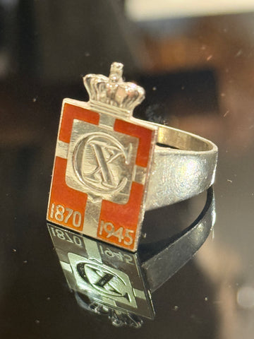 Sølvring med Georg Jensen Chr.X. Kongemærke