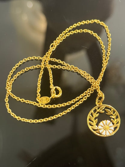 Bernhard Hertz Daisy Marguerite gold-plated sterling silver necklace.
