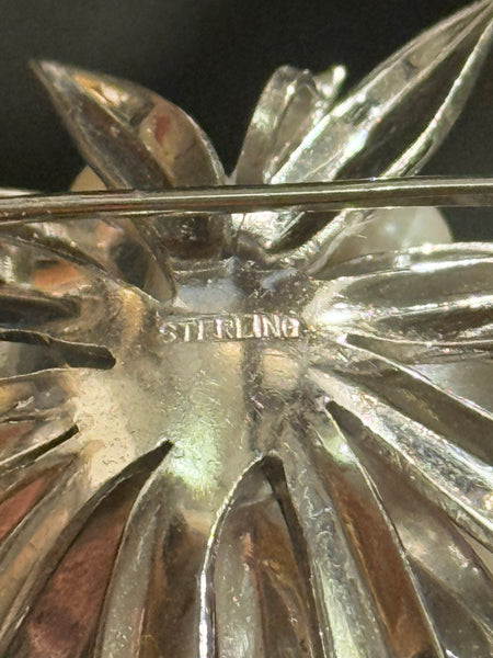 Vintage Sterling silver &amp; pearl brooch.