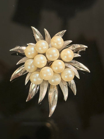 Vintage Sterling sølv & perle broche.