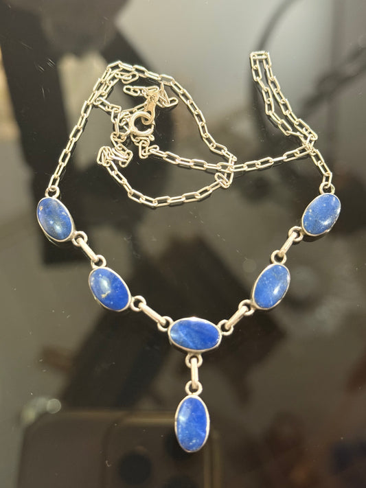 Vintage Lapis Lazuli & sterling sølv halssmykke.