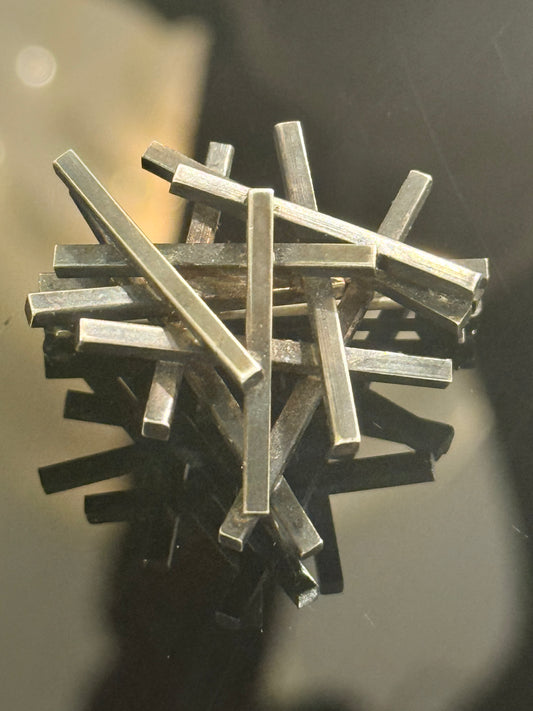 Ray Urban, brutalistisk oxideret sterling sølv broche, for A.Fausing