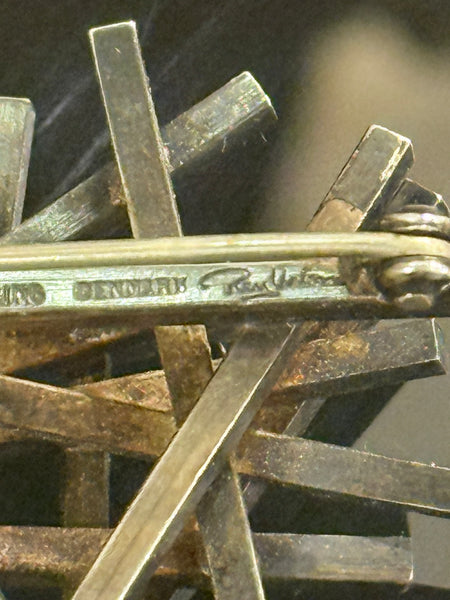 Ray Urban, brutalist oxidized sterling silver brooch, for A.Fausing