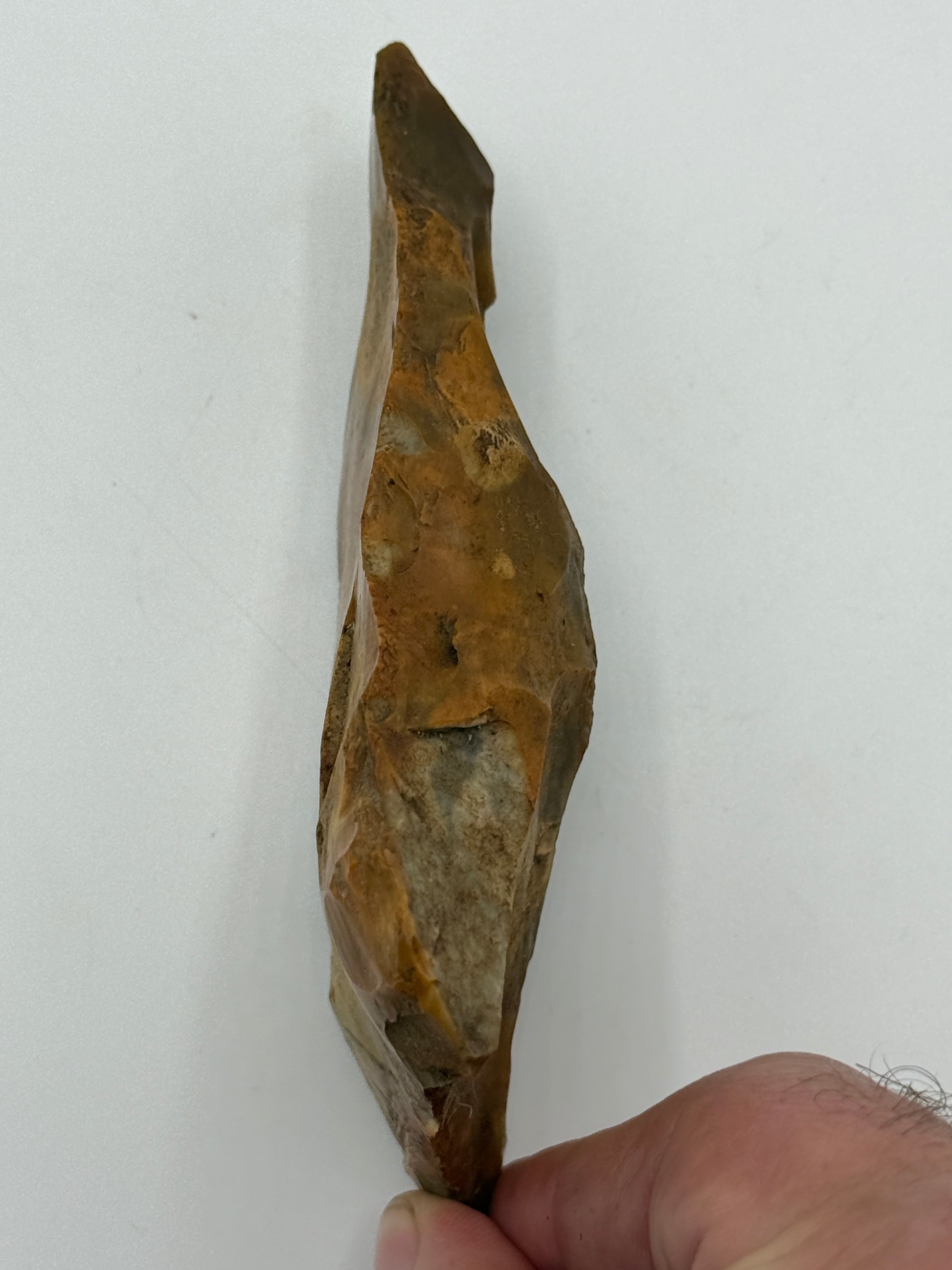 Dansk Stenalder. Symmetrisk kanthugget skiveøkse i flint. Sen Ertebølletid: 4500-3900 F.Kr