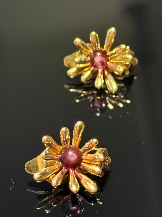 Hermann Siersbøl (1948-64) Vintage 14K guld øreringe med Amethyst.