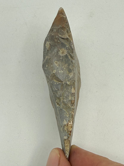 Dansk Stenalder. Asymmetrisk skiveøkse i flint. Sen Ertebølletid: 4500-3900 F.Kr
