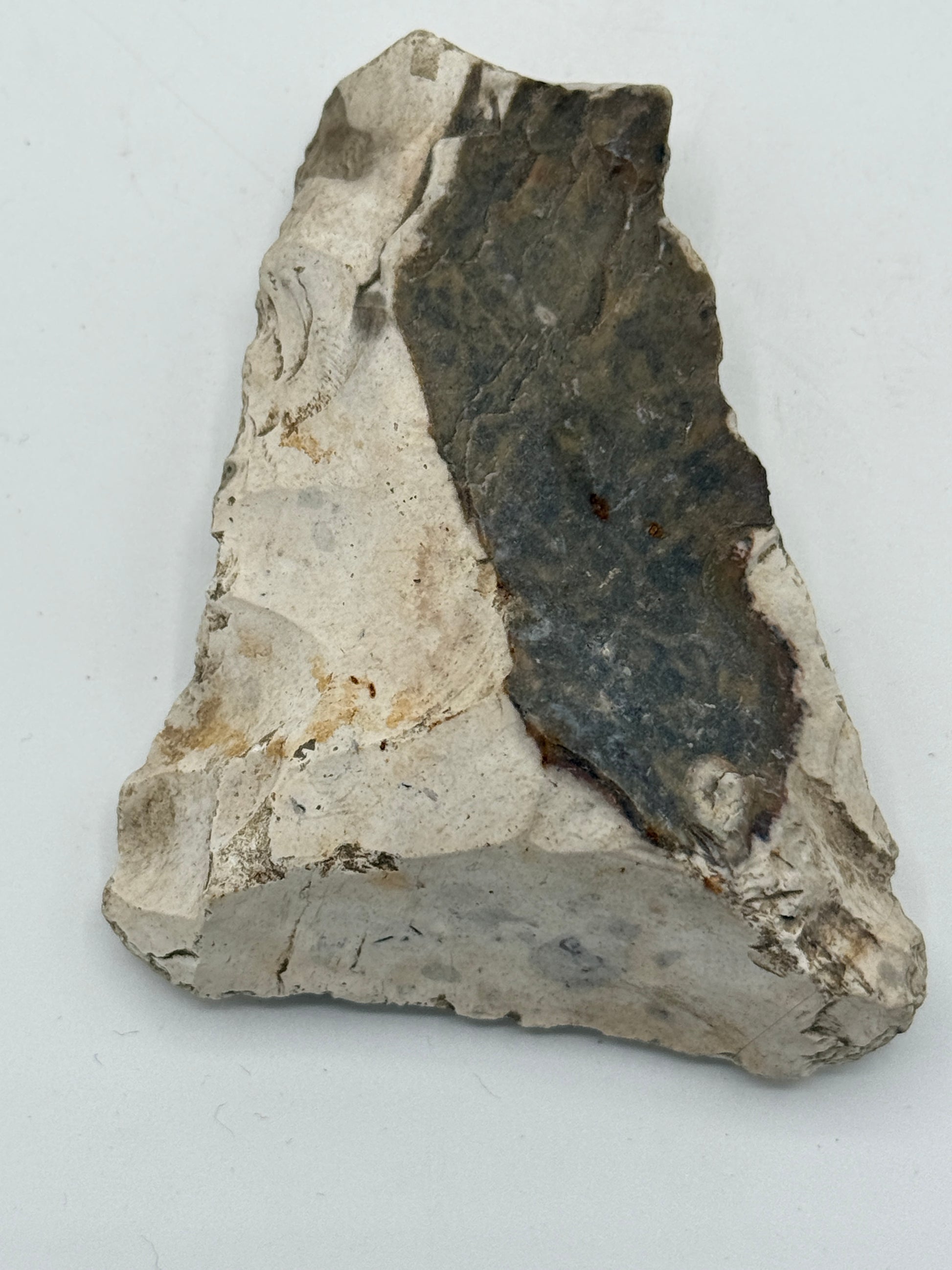 Dansk Stenalder. Asymmetrisk skiveøkse i flint. Sen Ertebølletid: 4500-3900 F.Kr
