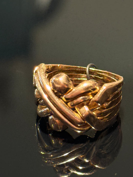Antik 14K guld tyrkisk Harem puslespilsring, fra 1800 tallet