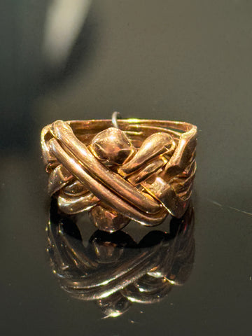 Antik 14K guld tyrkisk Harem puslespilsring, fra 1800 tallet.