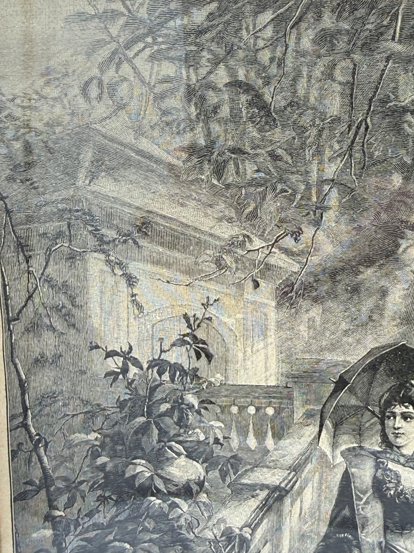 Efterår. Antik dansk træsnitsgravering. Fra 1896