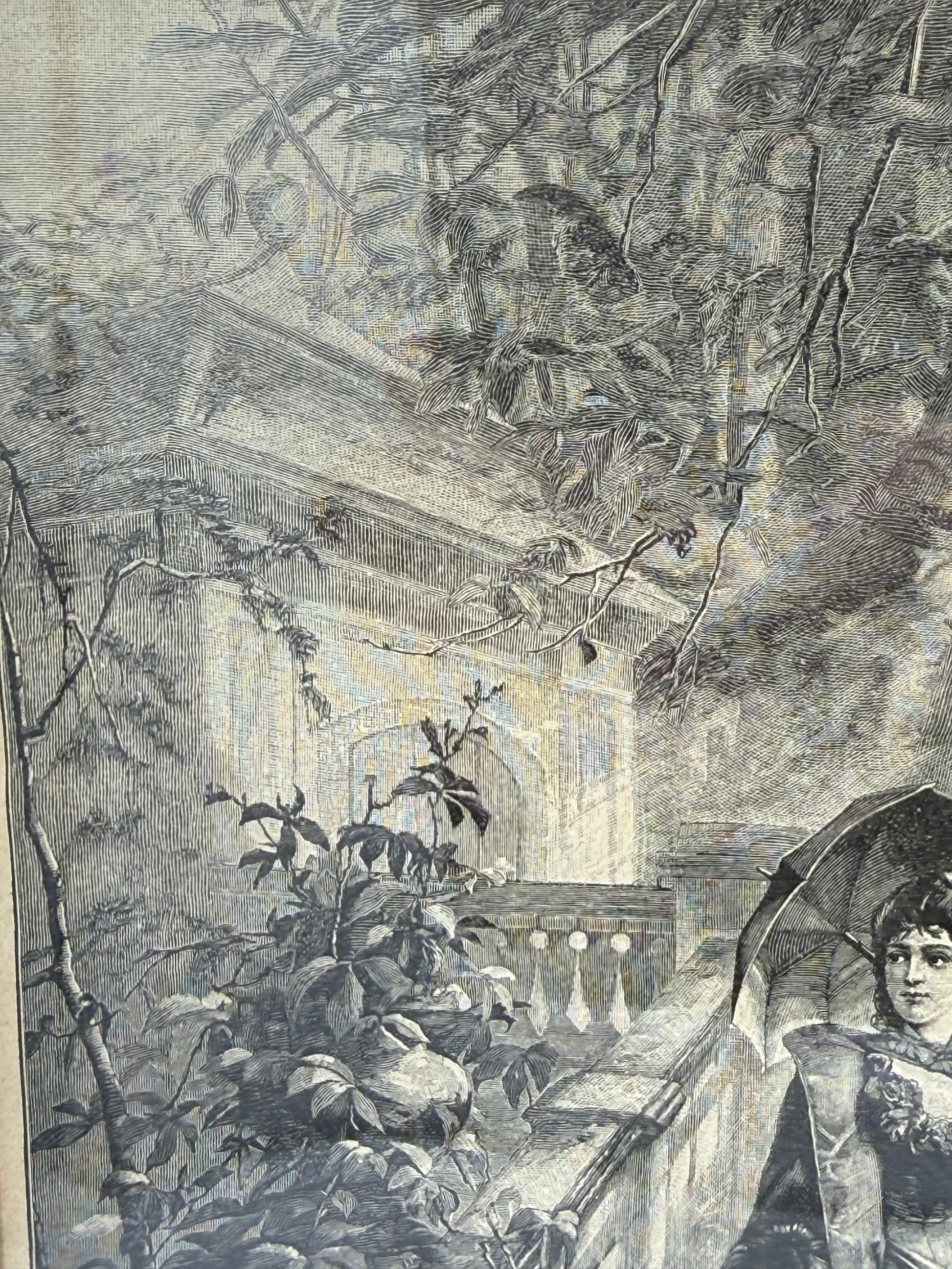 Efterår. Antik dansk træsnitsgravering. Fra 1896