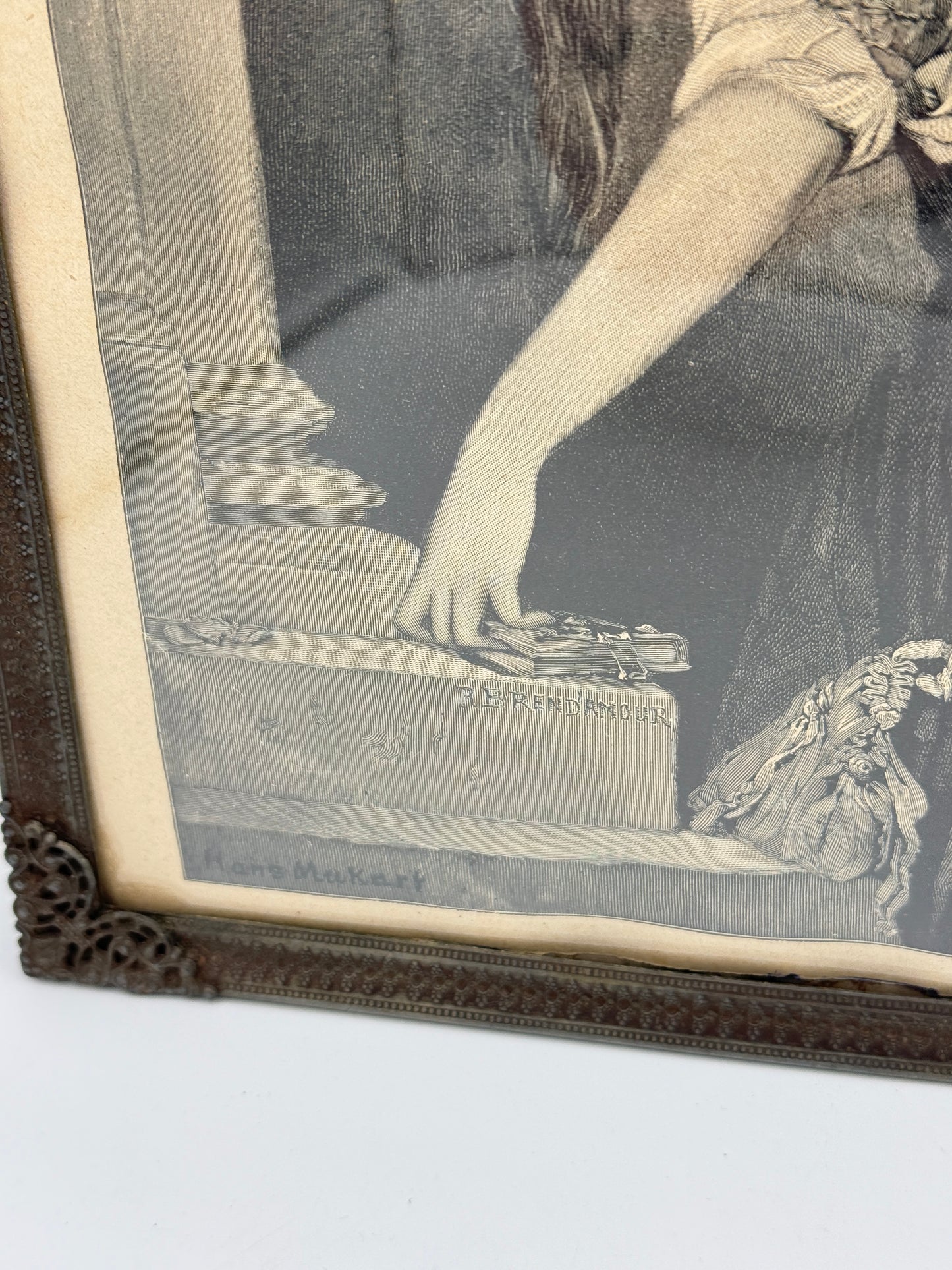 Margrethes Bøn til Madonna. Antik dansk træsnitsgravering. Fra 1896