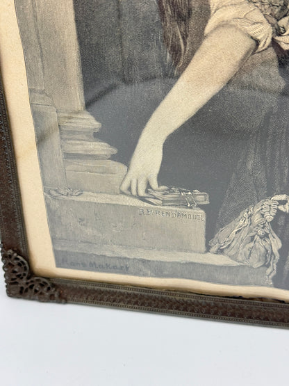 Margrethes Bøn til Madonna. Antik dansk træsnitsgravering. Fra 1896