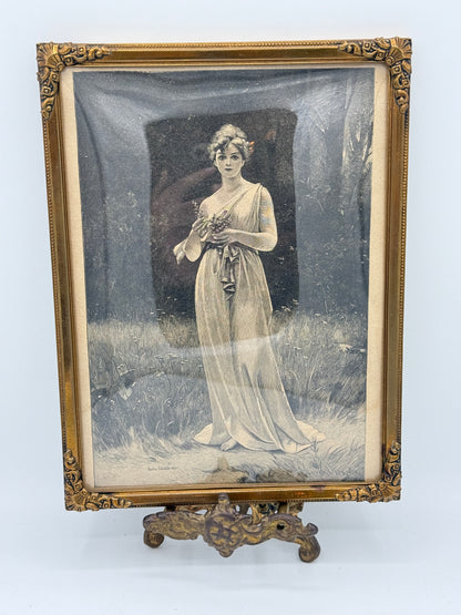 Forglem mig ej. Antik dansk træsnitsgravering. Fra 1895