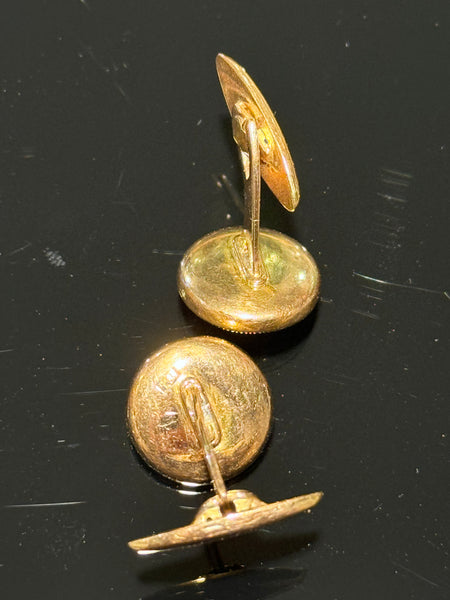 Art Deco 14K. Guld manchetknapper, med blå safirer. Start 1900tallet.