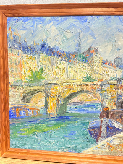 Pariser bymotiv. Impressionistisk impasto oliemaleri . Fra ca.1950-1970.