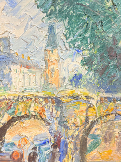Pariser bymotiv. Impressionistisk impasto oliemaleri . Fra ca.1950-1970.